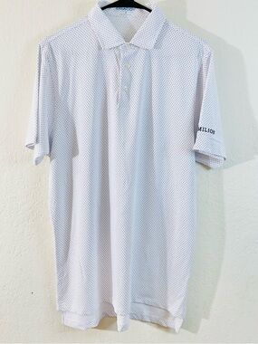 Draddy Sport Polka Dot Short Sleeve Polo Shirt Men Size Medium Golf Activewear